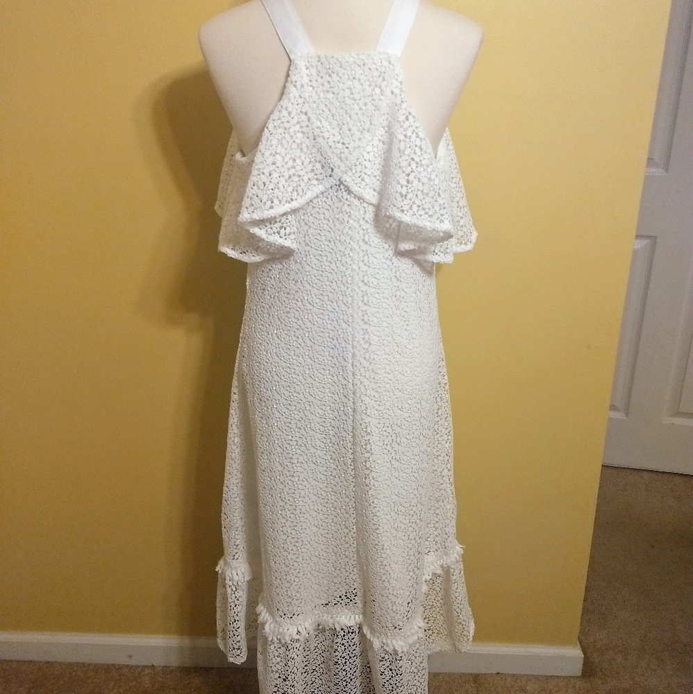 Kaari Blue crochet lace fringe dress NWT medium *Z - Picture 3 of 8